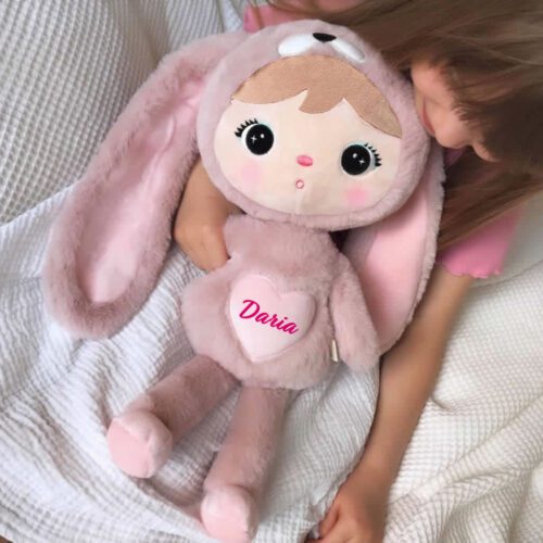 Papusa personalizata Iepuras Pufos Roz