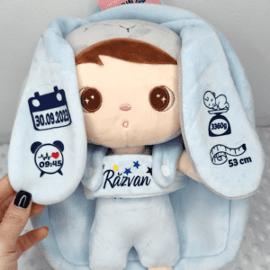 GHIOZDAN PERSONALIZAT cu papusa detasabila iepuras baietel2