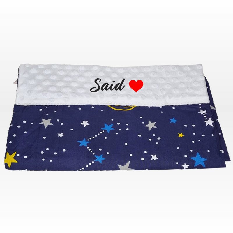 Paturica personalizata – Galaxy si Minky Alb