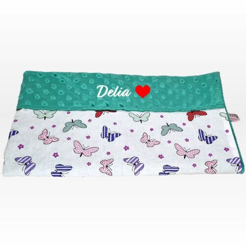 Paturica personalizata Bebe – Fluturasi si Minky smarald 1
