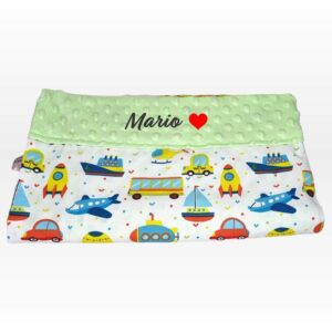 Paturica personalizata – Imi place sa ma joc si Minky Verde 1
