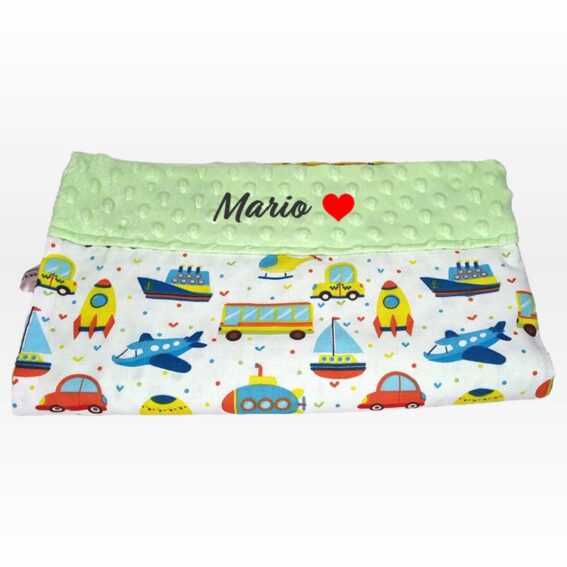 Paturica personalizata – Imi place sa ma joc si Minky Verde 1