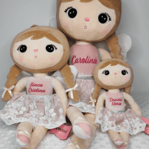 papusa personalizata ingeras roz cu codite XL1