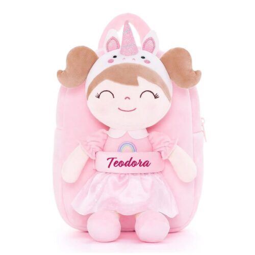 ghiozdan personalizat unicorn cu papusa detasabila