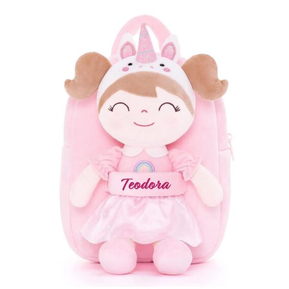 ghiozdan personalizat unicorn cu papusa detasabila