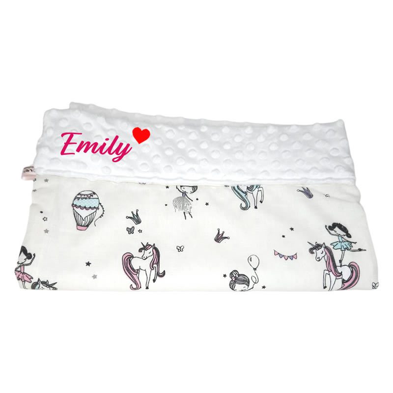 Paturica personalizata – Balerina visatoare si Minky Alb