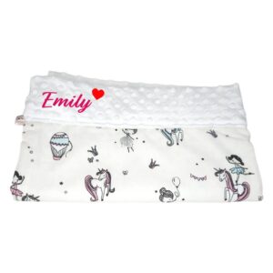 Paturica personalizata – Balerina visatoare si Minky Alb