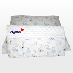 Paturica personalizata – Catelușul somnoros si Minky Alb