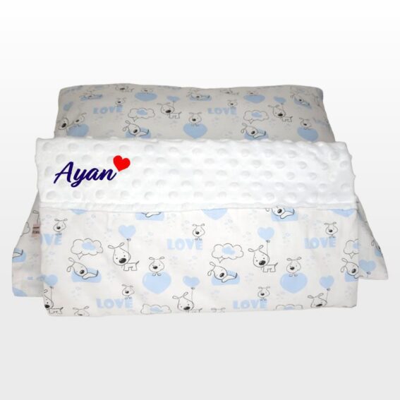 Paturica personalizata – Catelușul somnoros si Minky Alb