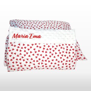 Set personalizat Paturica cu doua fete si Perna Inimioare