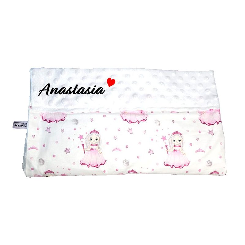 Paturica personalizata – Printesa și Minky Alb