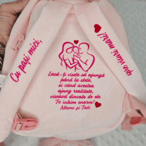 ghiozdan personalizat iepuras pufos cu fundita