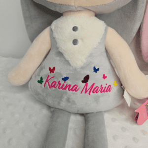 papusa personalizata iepuras gri