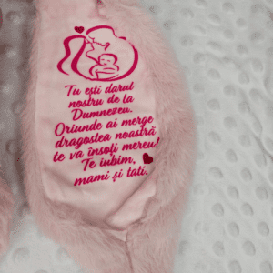 papusa personalizata iepuras pufos cu fundita