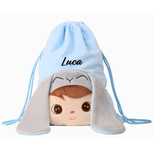 Saculet personalizat Iepuras Baietel