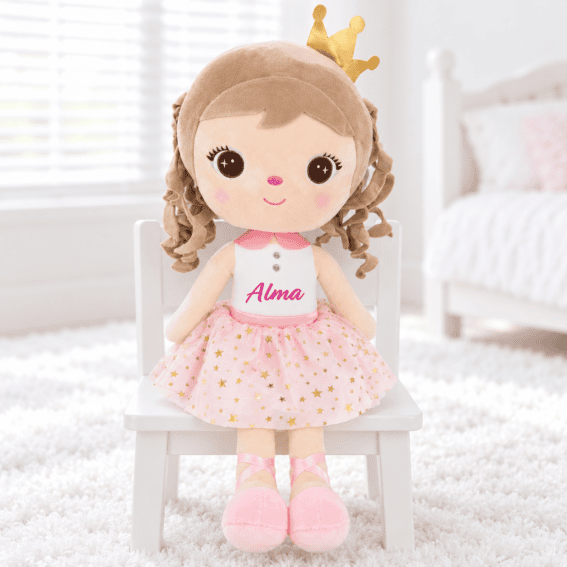 Papusa personalizata de plus Printesa Inimii blonda