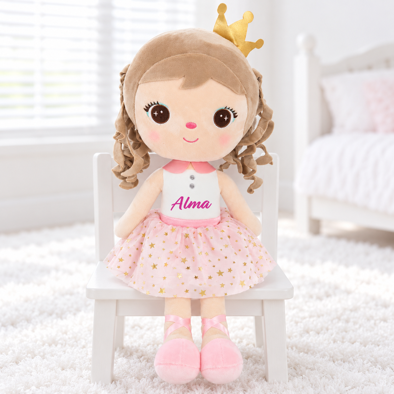 Papusa personalizata de plus Printesa Inimii blonda